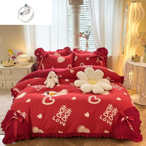 舒适主义网红款床裙四件套韩版少女心加厚被套床单公主风床上用品