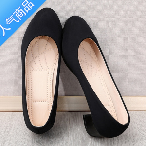 SUNTEK老北京布鞋女夏季薄款新款黑色软底舒适久站不累脚工作高跟单鞋子