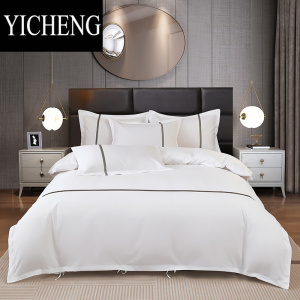 YICHENG酒店宾馆床上用品四件套民宿白色床单被套枕芯褥子床笠三六七件套