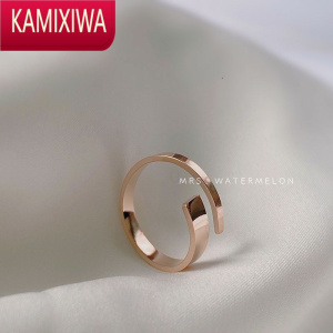 KAMIXIWA玫瑰金开口戒指女日式轻奢银小众设计冷淡风高级精致素圈ins潮