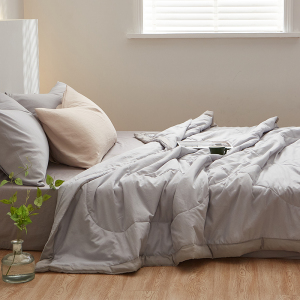 雅鹿夏季床上用品无印风纯色水洗棉纤维被夏凉被日式单双人空调被