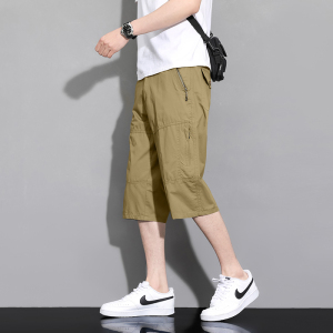 渔人船长夏季男士纯棉七分裤轻薄透气休闲运动七分裤中裤