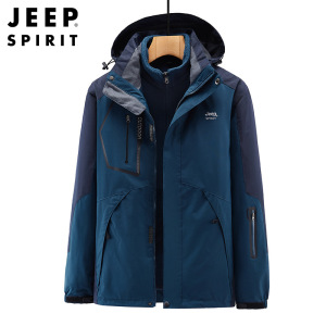 JEEP SPIRIT吉普夹克男款秋冬季户外运动防水保暖抓绒登山服