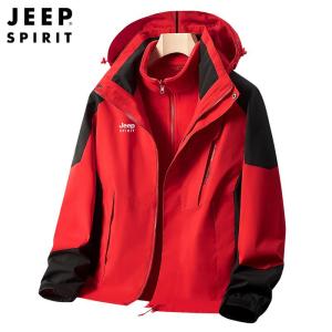 吉普JEEPspirit棉服男三合一加厚可卸保暖内胆外套秋冬两件套