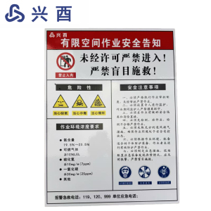 兴酉 有限空间安全作业牌 650*800mm 套