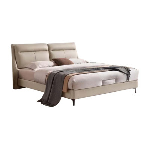 高脚现代极简真皮双人软靠包主卧次卧室真皮床