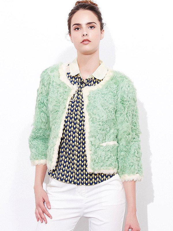 hdn034lv女性羊羔毛短款皮草外套