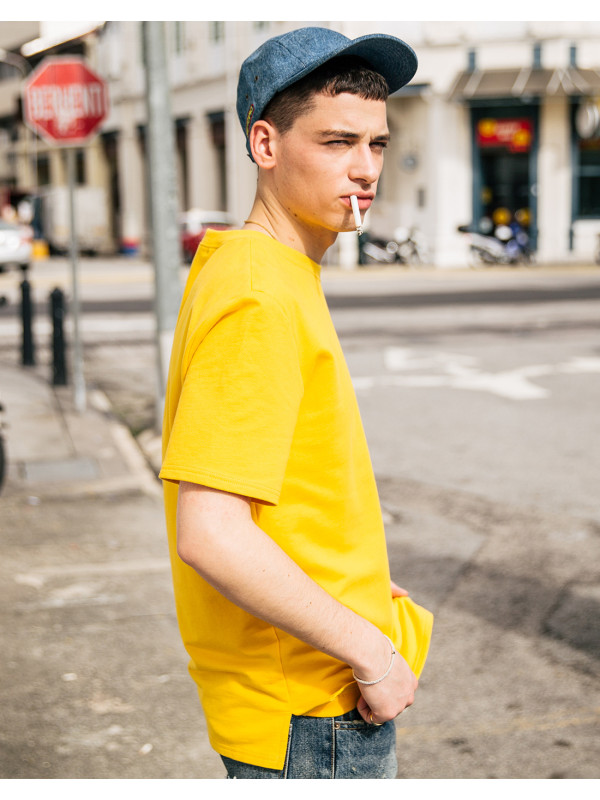 viishow夏季新品圆领套头短袖t恤男字母装饰男士短t上衣舒适棉