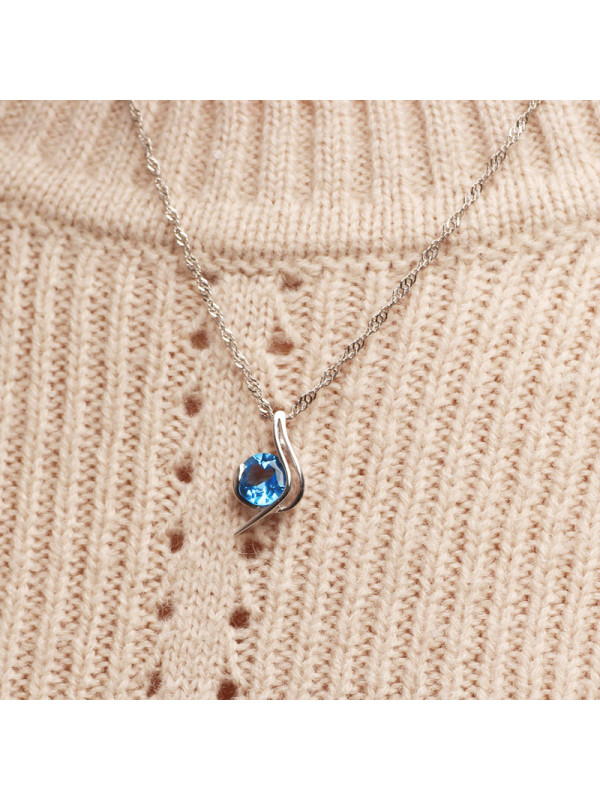 凝萃 托帕石椭圆形切面925银镶嵌时尚吊坠 女款