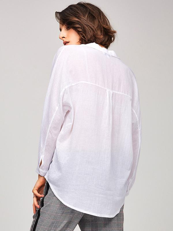 perigot女款棉质暗条纹连袖衬衫