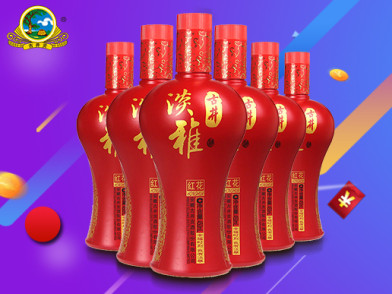 古井贡酒 淡雅红花42度450ml*6瓶 箱装白酒 领券更优惠满即享好礼