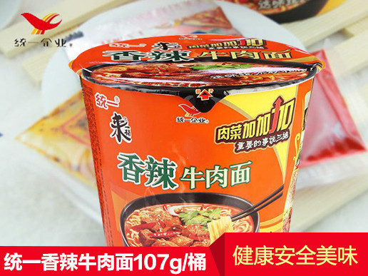 统一来一桶香辣牛肉面107g/桶