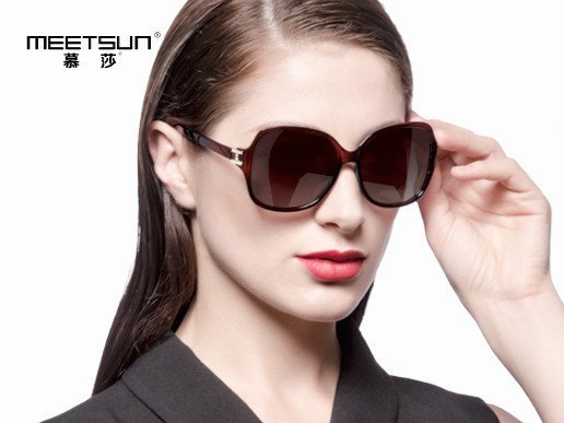 慕莎meetsun 女士时尚经典h字偏光太阳镜驾驶墨镜